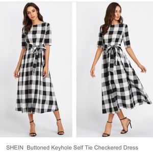 Black and white gingham midi dress, NWOT